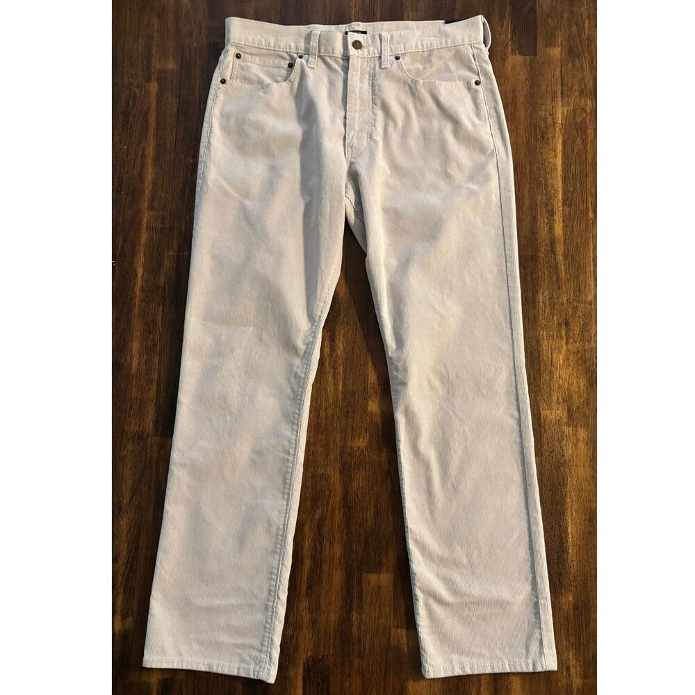 J Crew Men’s 32 x 30 Pants Corduroy Straight in Stone Cotton Stretch Trouser